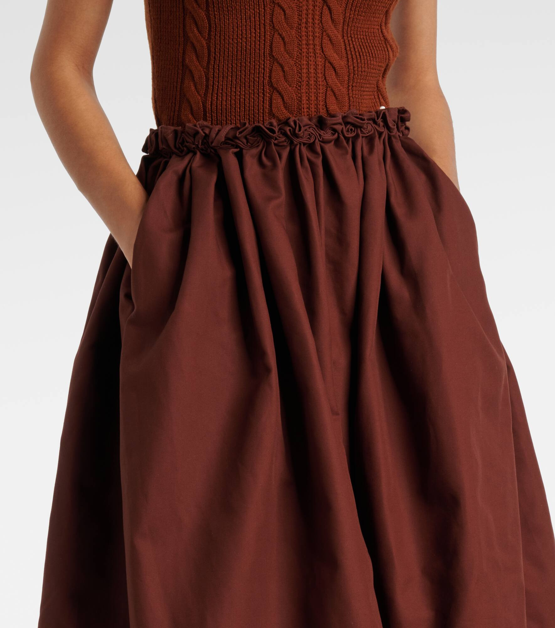 Ruffled cotton midi skirt - 4