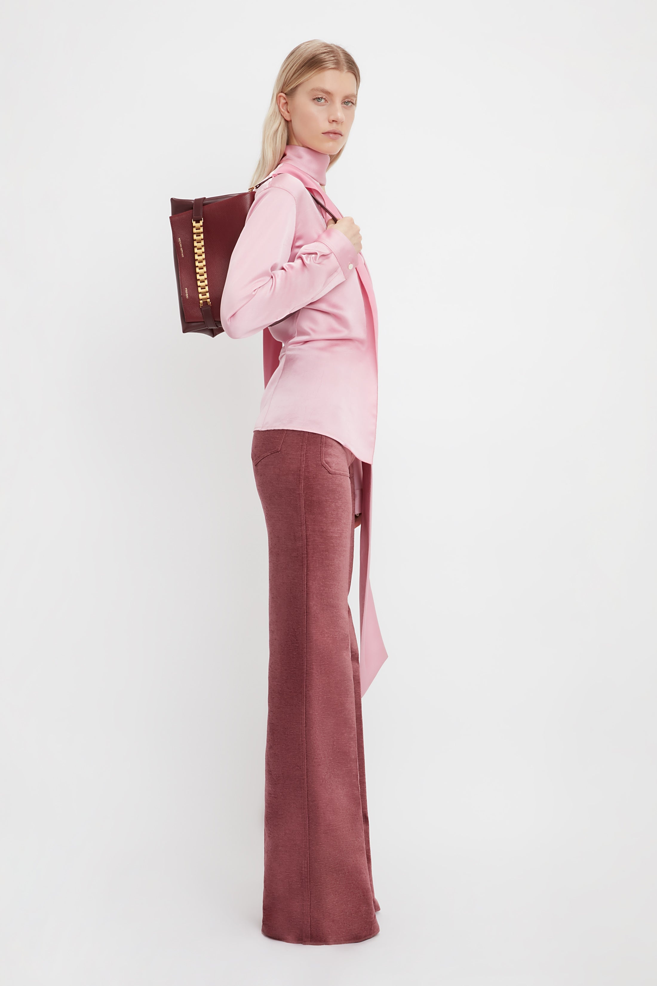 Scarf Neck Blouse In Rose - 5