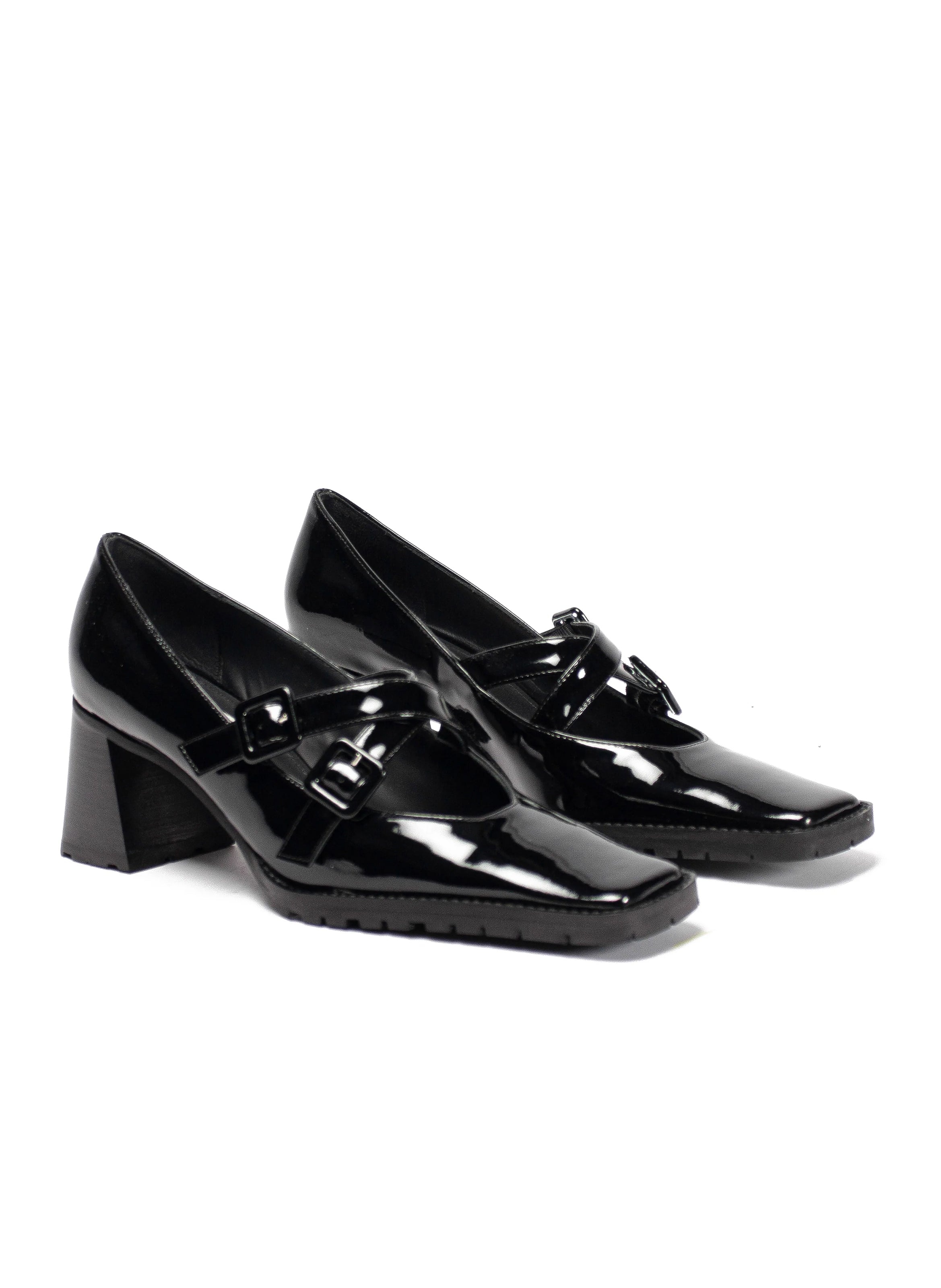 Mary Jane X-Strap Leather Patent Black - 1