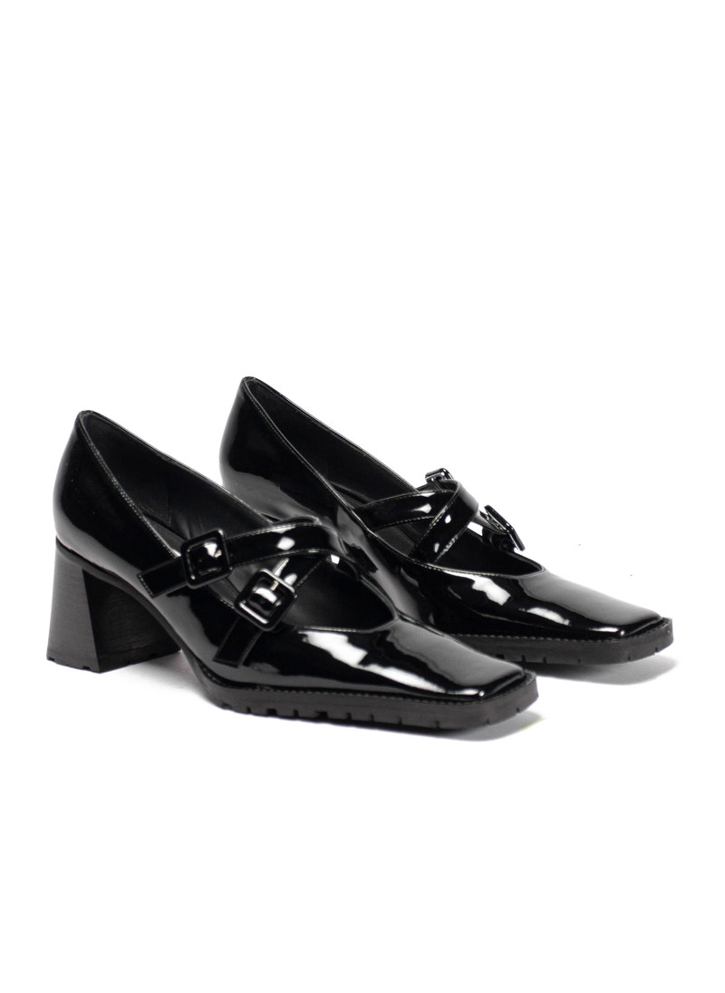 Mary Jane X-Strap Leather Patent Black 1