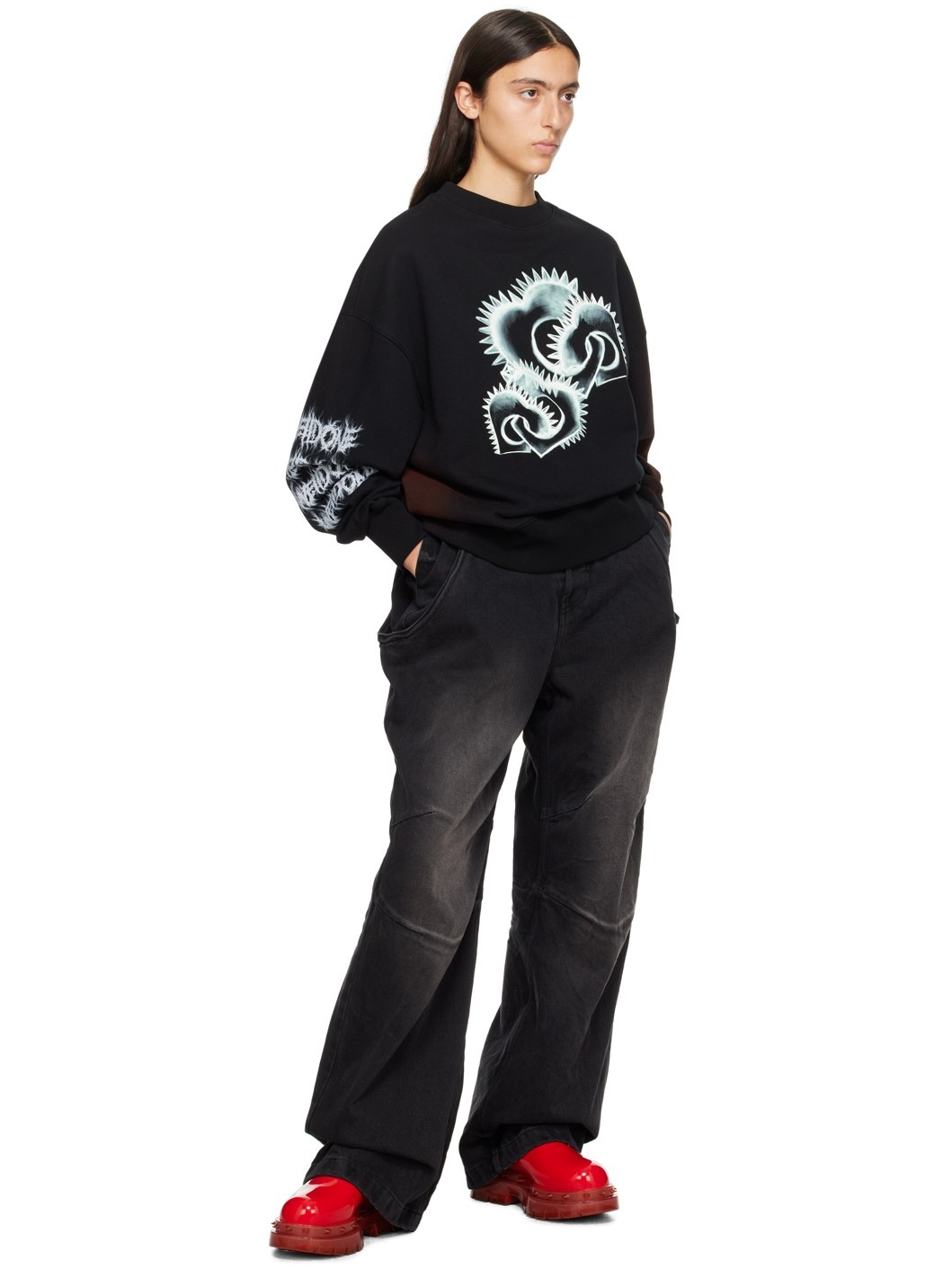 Black Printed Sweatshirt - 4