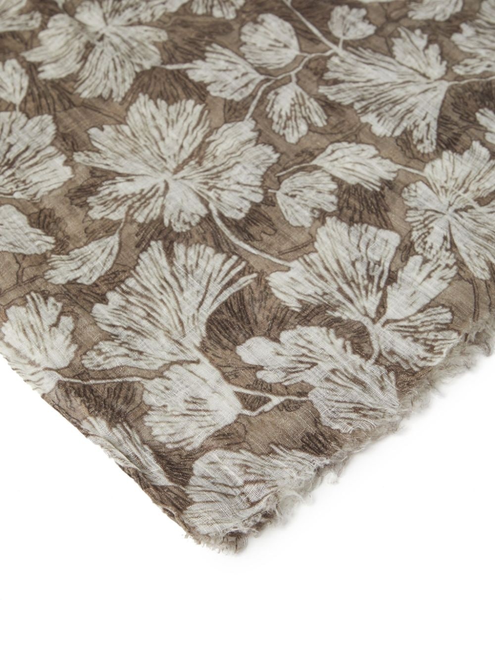 floral-print linen scarf - 3