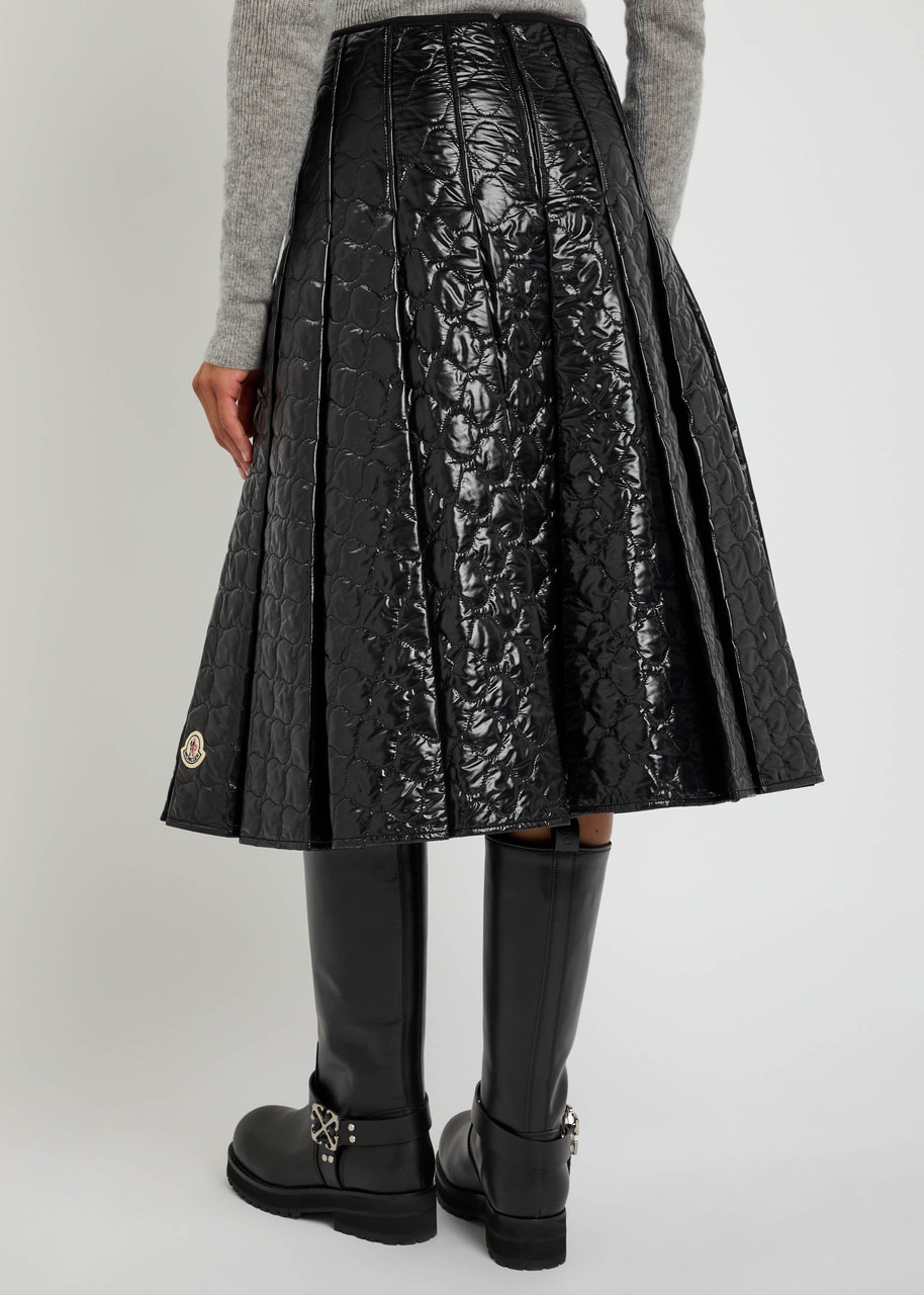 Moncler Gonna Quilted Pleated Shell Midi Skirt - 3
