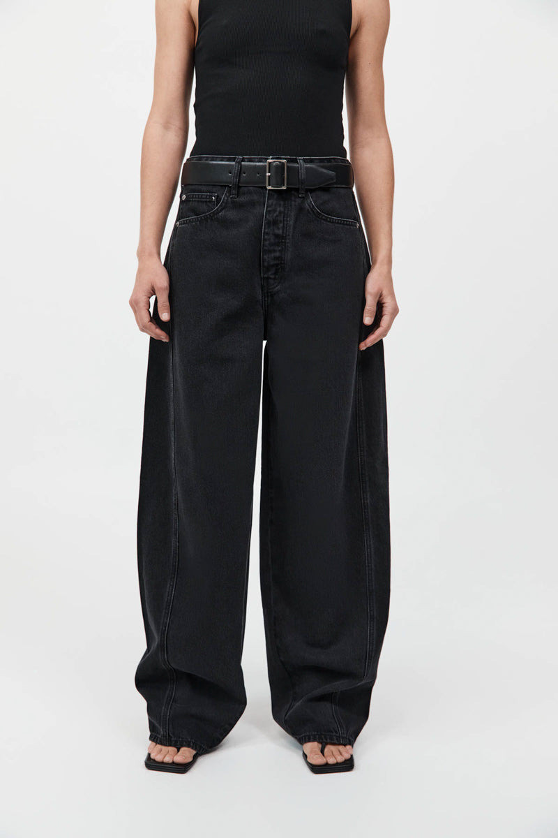 Mid Rise Balloon Jeans - Washed Black 3