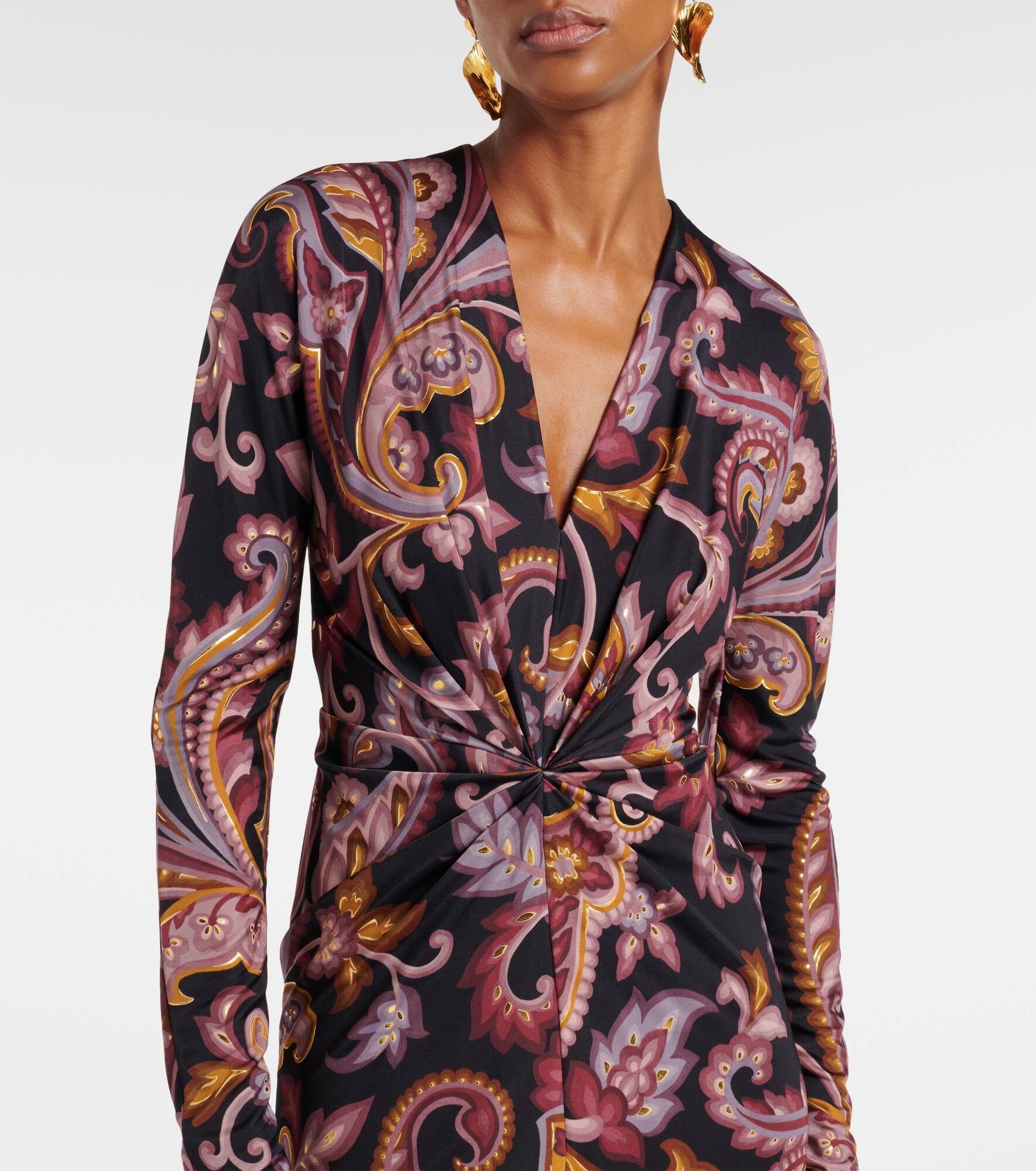 Paisley gathered midi dress - 5