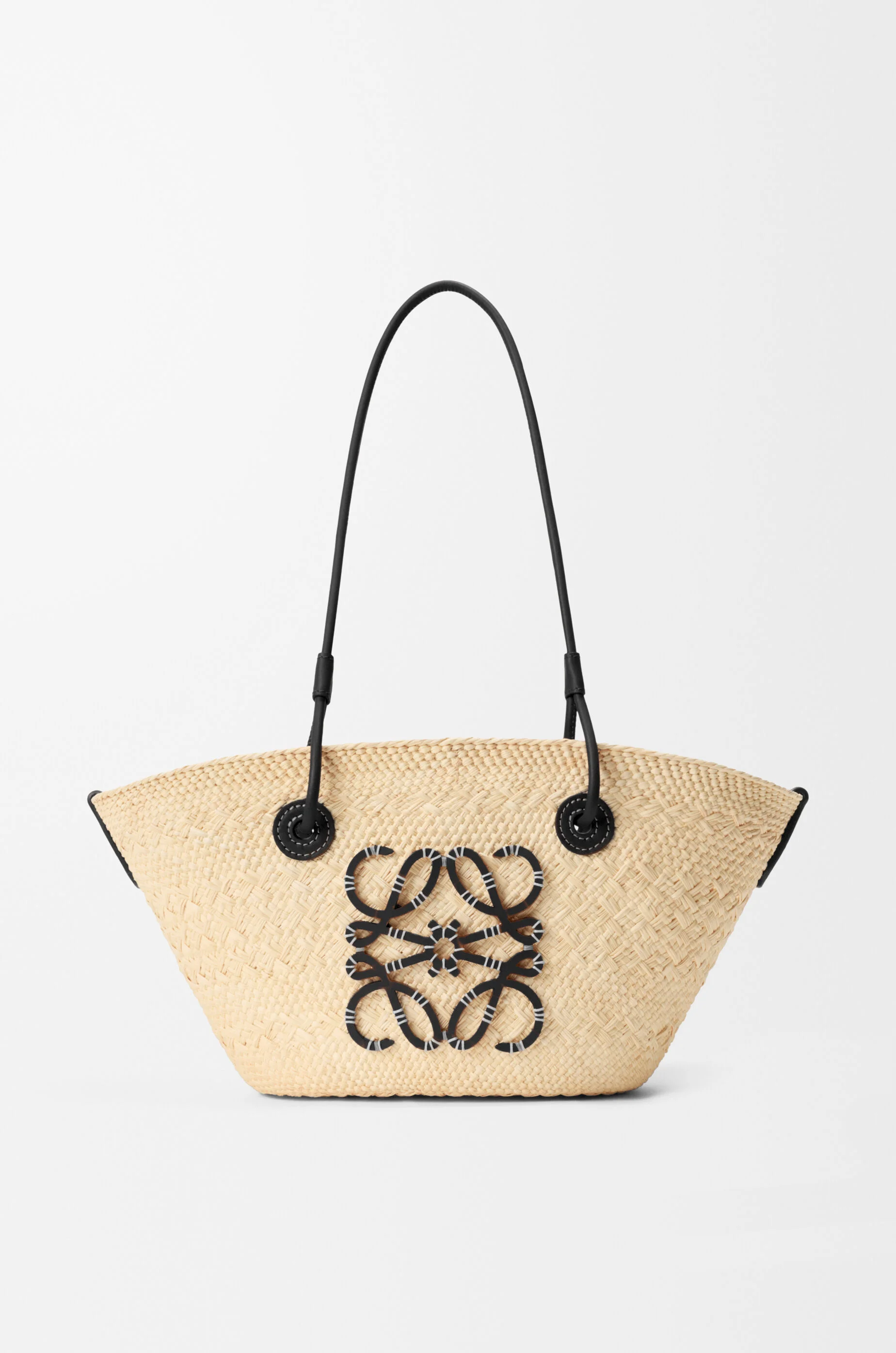 Small Anagram basket bag in iraca palm and calfskin - 1