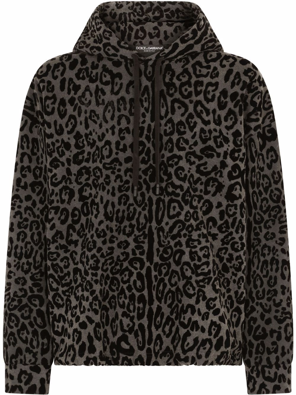 leopard print drawstring hoodie - 1
