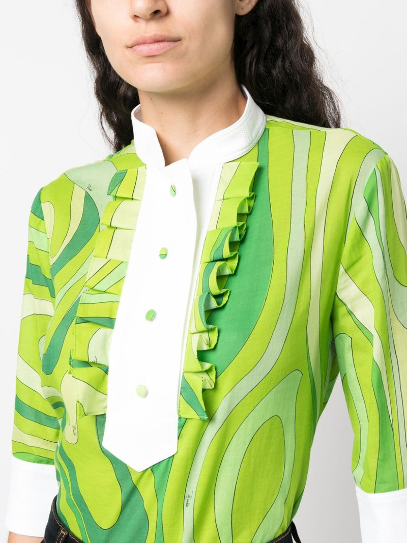 Marmo-print pleated cotton shirt 5
