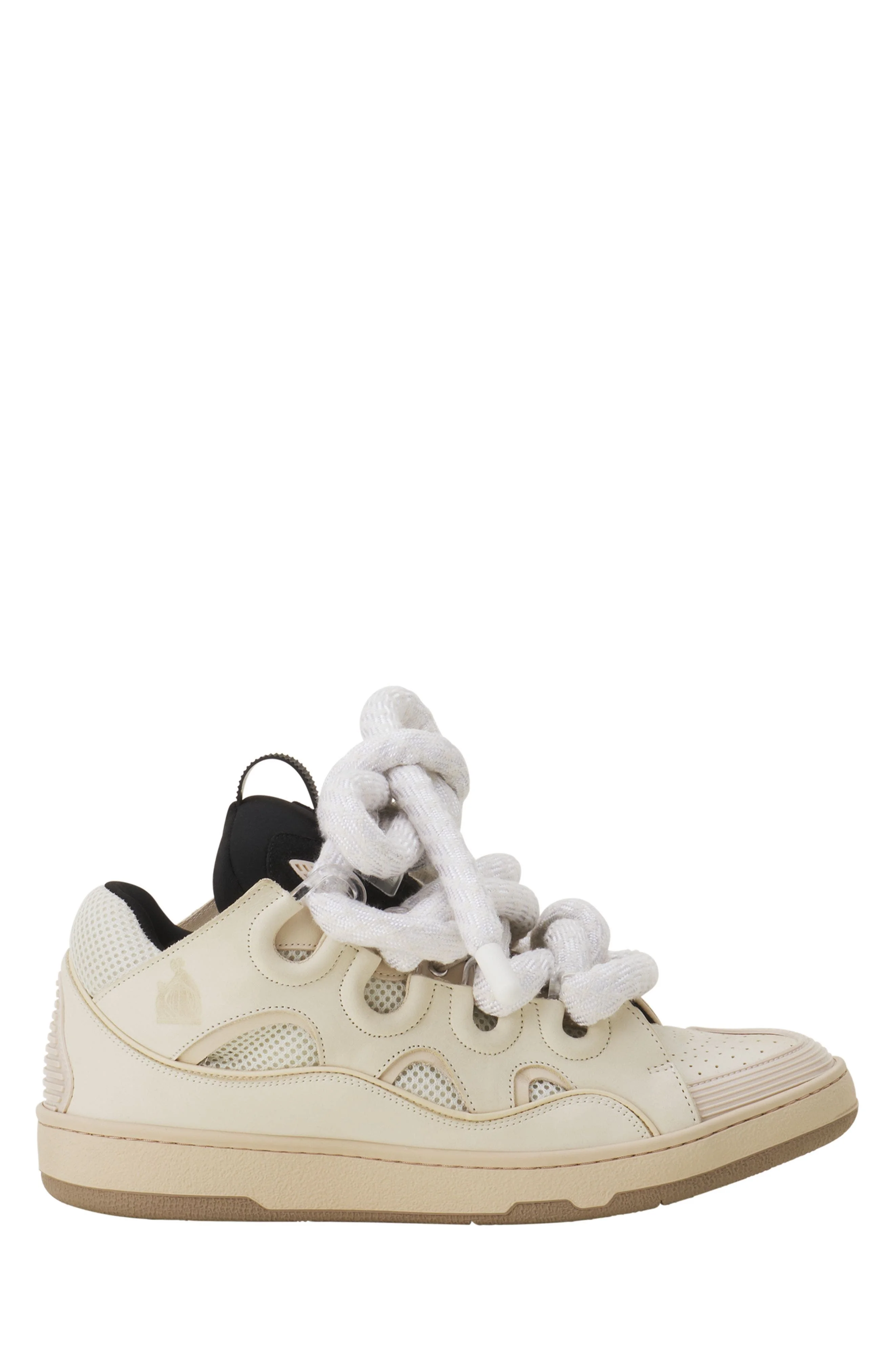 Lanvin Curb Sneakers In Leather With Snake Laces in Beige/black at Nordstrom - 1