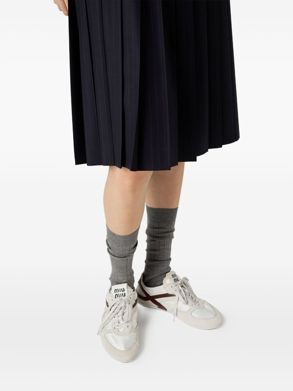 pinstripe pleated skirt - 4