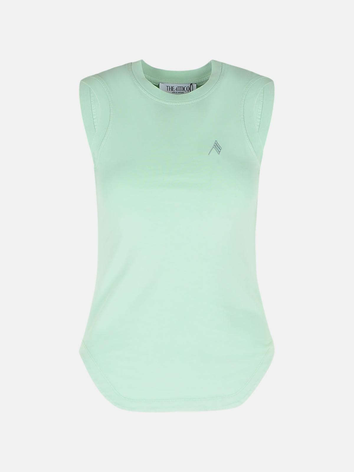 GREEN COTTON TANK TOP - 1