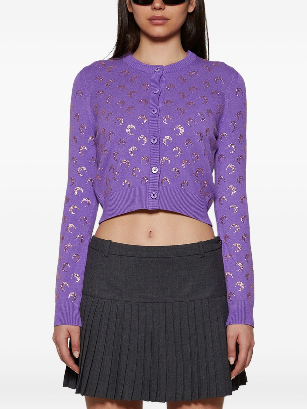 moon-pattern long-sleeve cardigan - 3