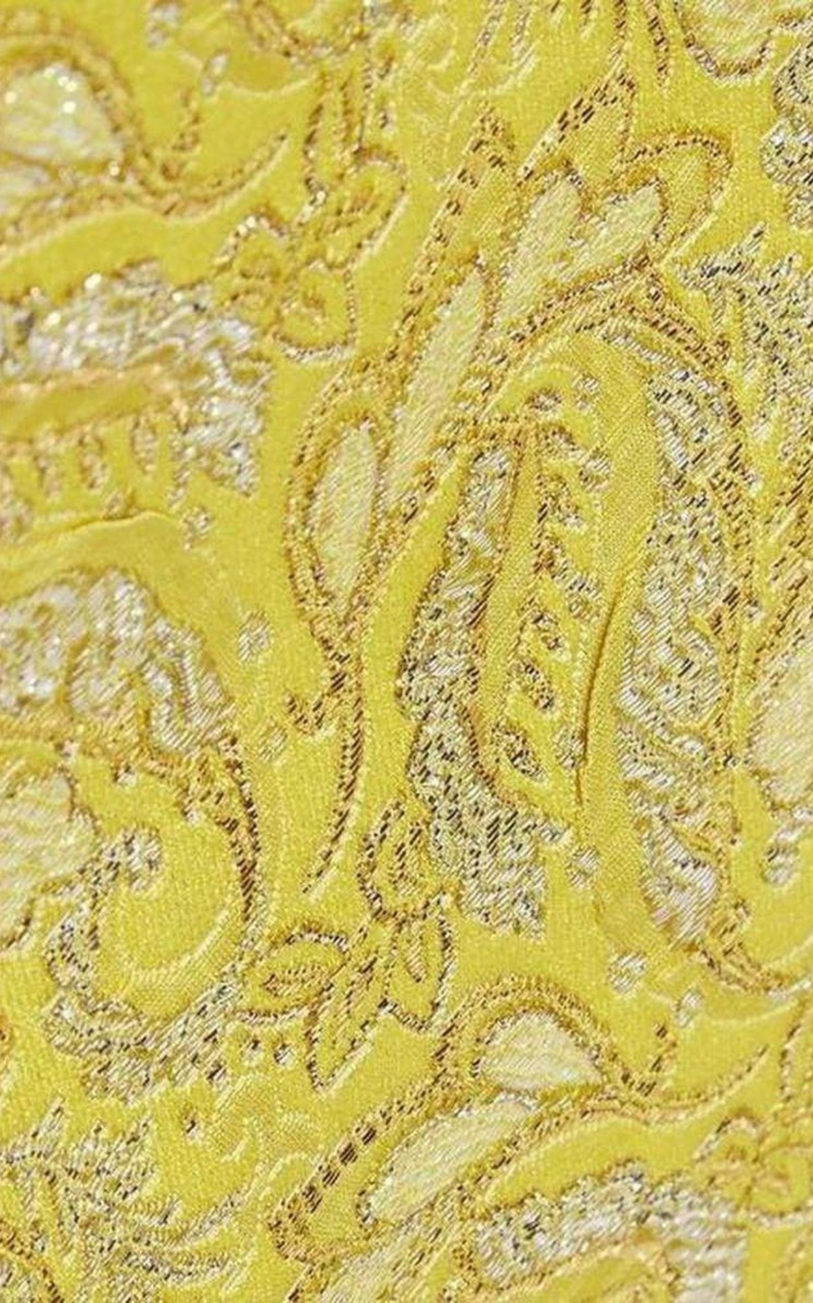 Yellow Brocade Jacquard Mini Skirt - 4