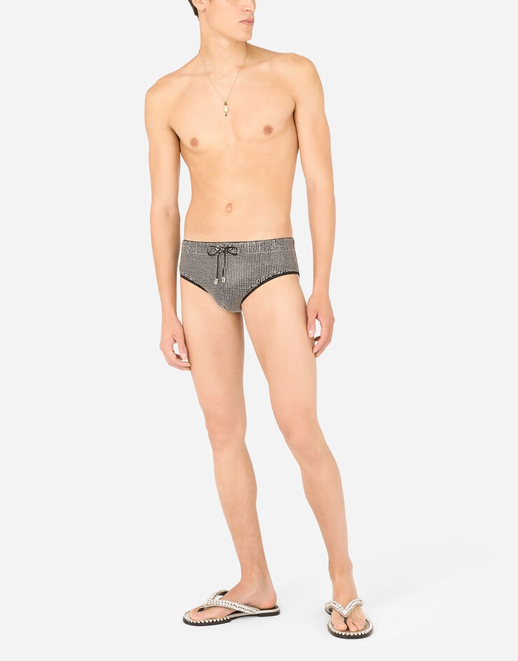 Swim briefs with high-cut leg and fusible rhinestones - 2