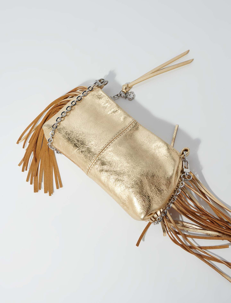 maje Metallic leather Miss M clutch bag outlook