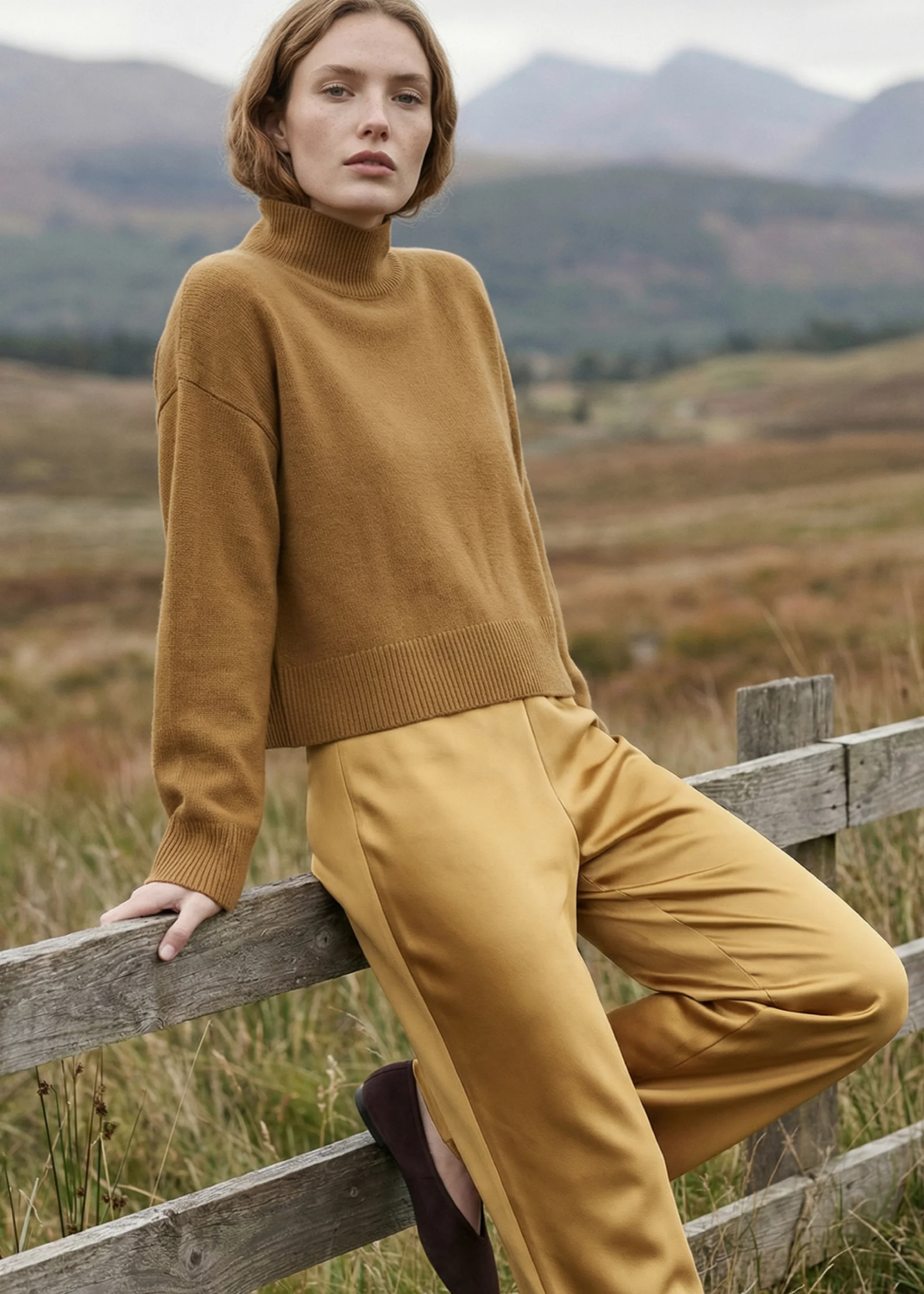 CATHERINE CASHMERE CROPPED SWEATER GOLDRUSH - 1