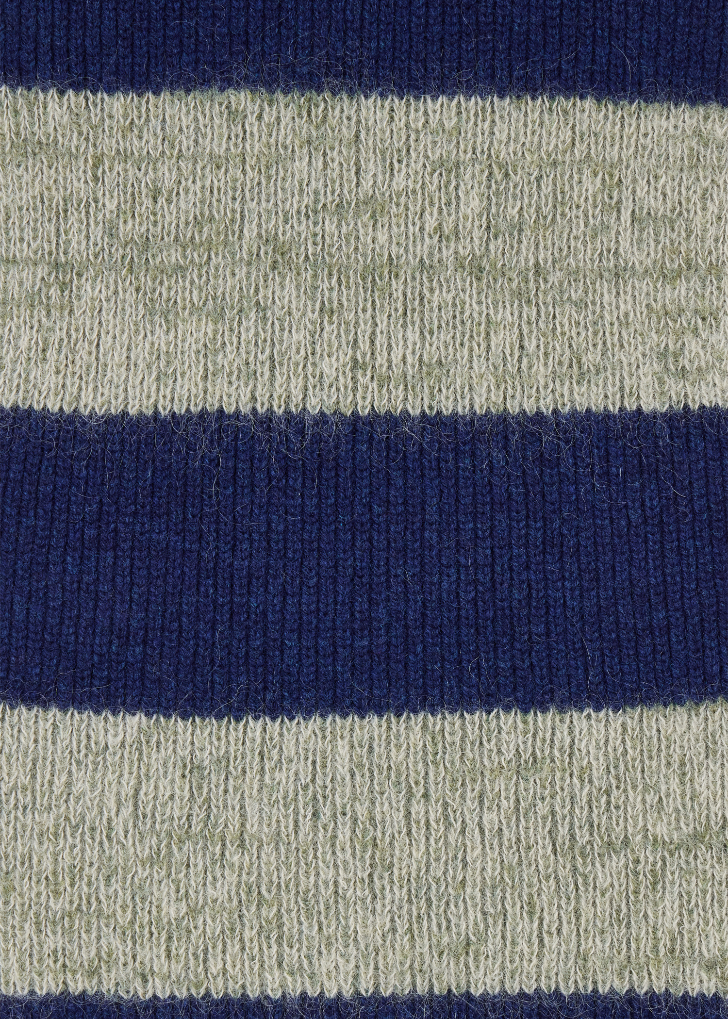 Stripe Navy Blue Lambswool-Mohair Chunky Knit Beanie and Scarf Set - 5