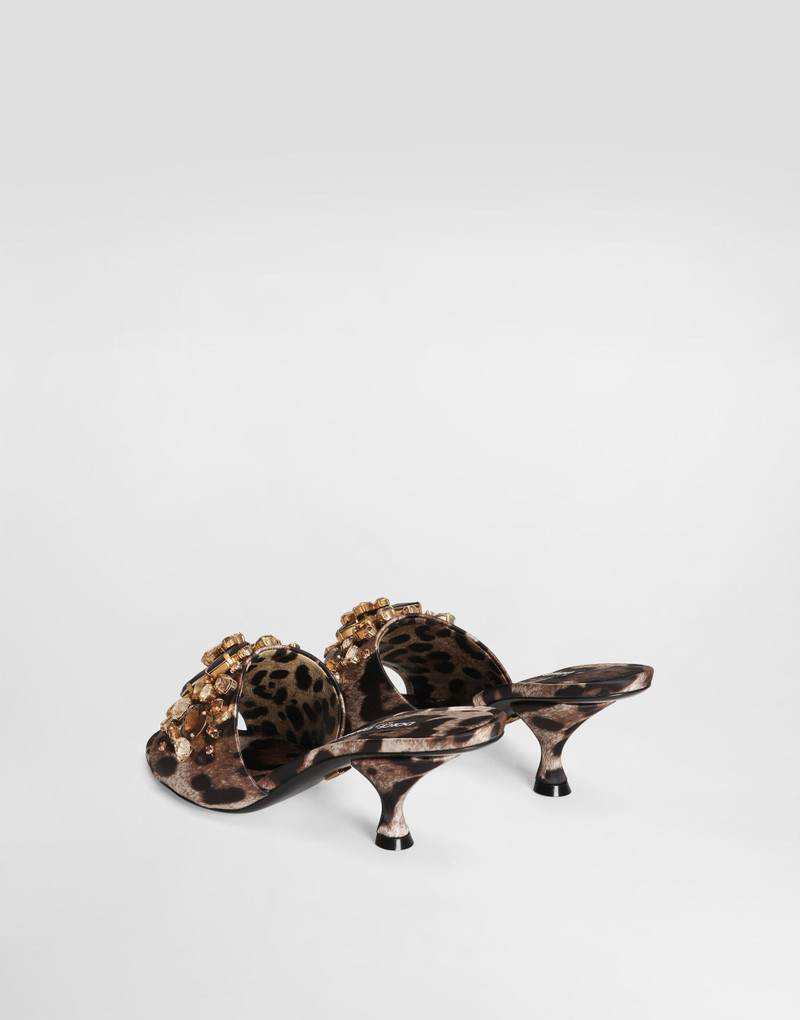 Dolce & Gabbana Leopard-print satin mules with embellishments outlook
