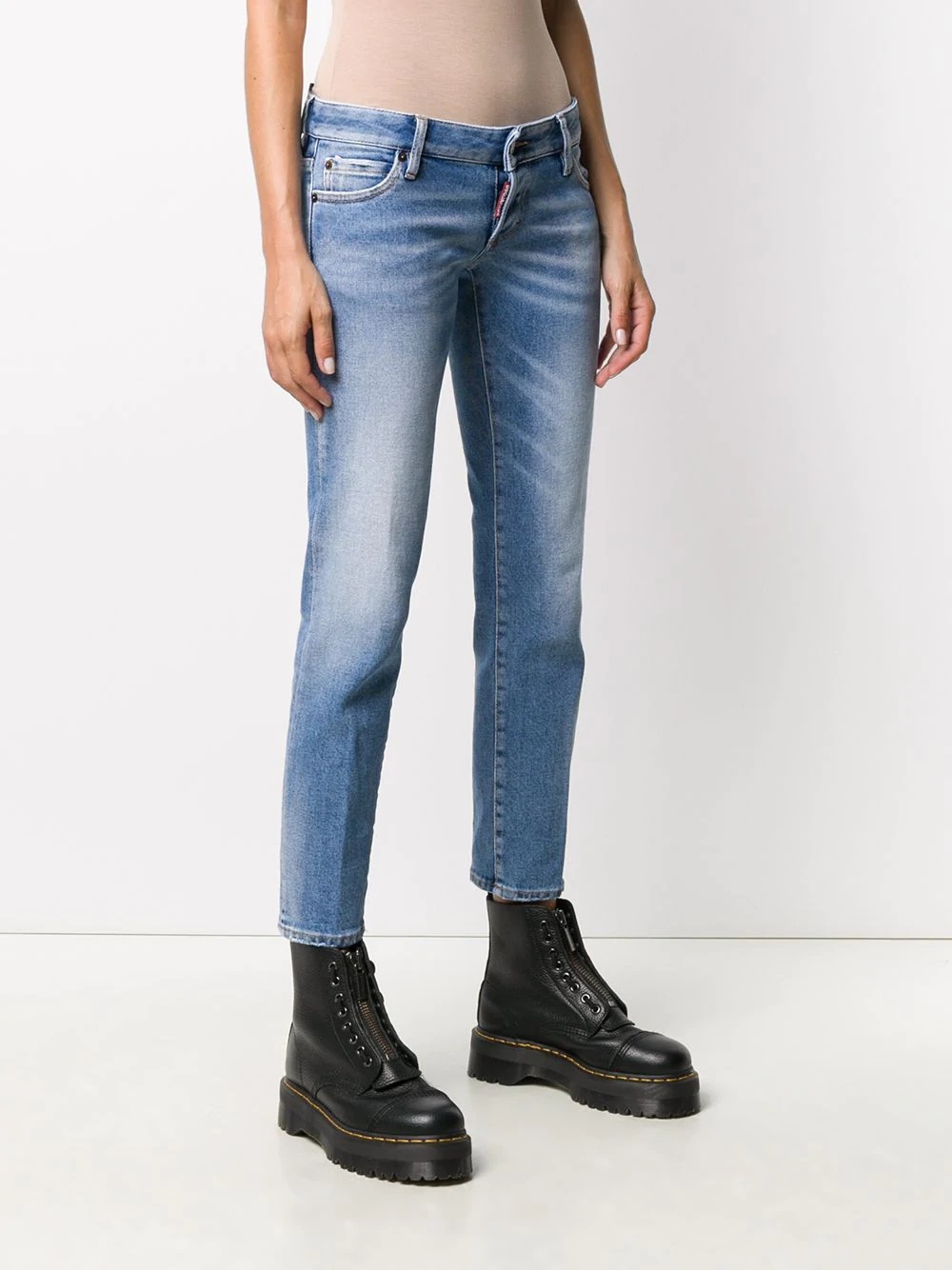 faded cropped jeans - 3