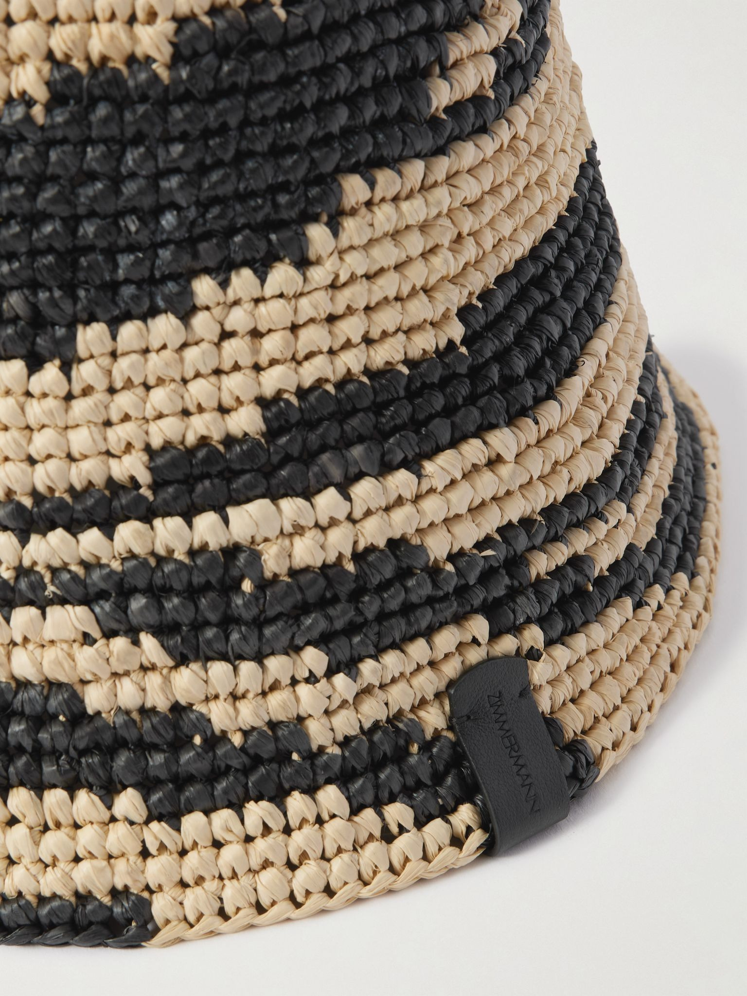 Zebra-jacquard raffia bucket hat Beige - 3