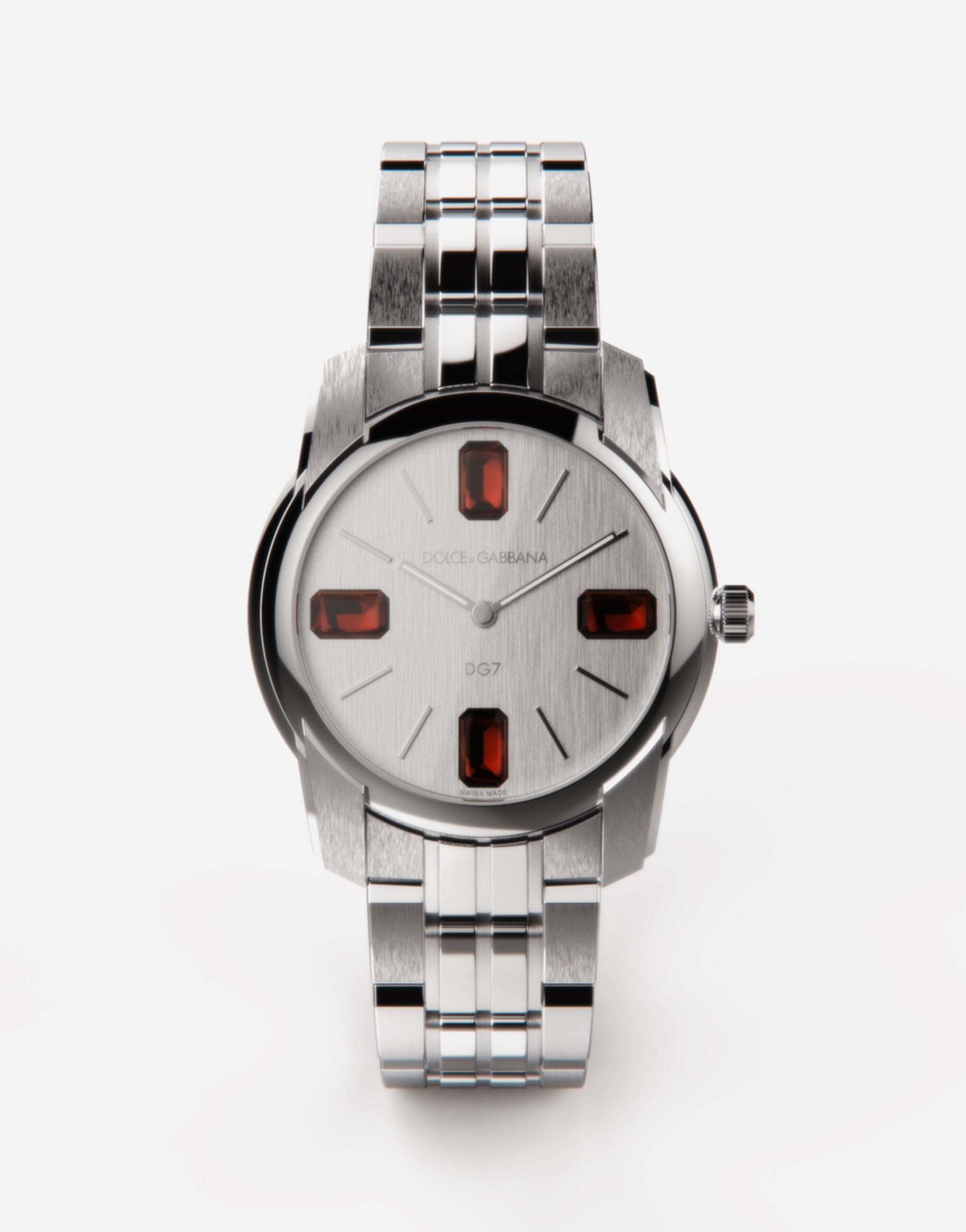 Steel and rhodolite watch - 1