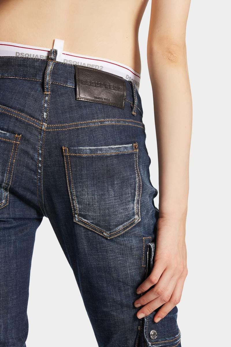 DARK CLEAN WASH DENIM TRUMPET CARGO PANT 8