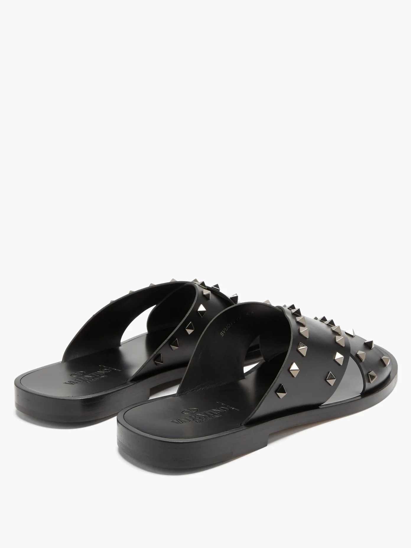 Rockstud leather slides - 4