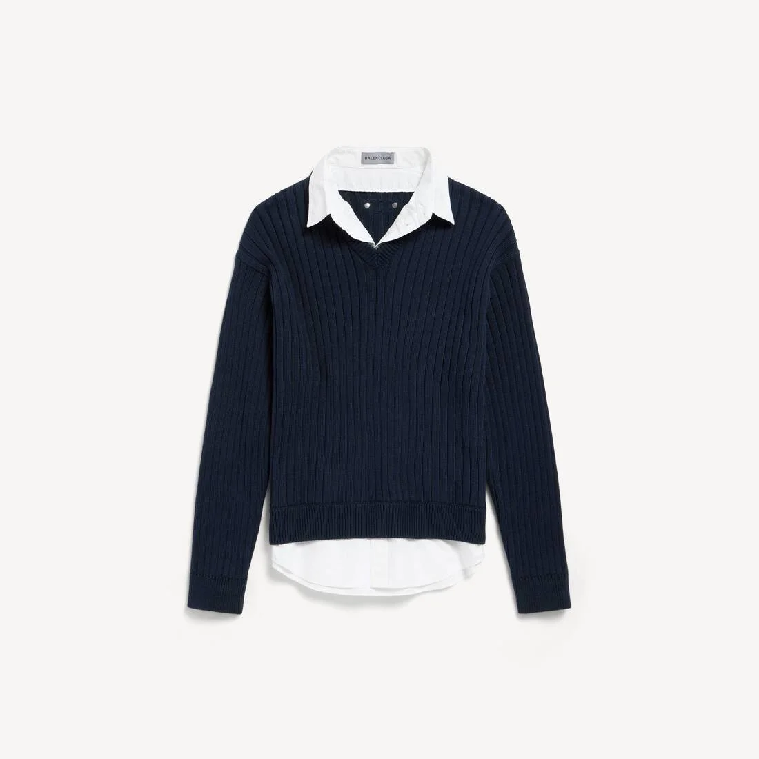 Men's Hybrid Shirt/knit Sweater in Navy/white - 1