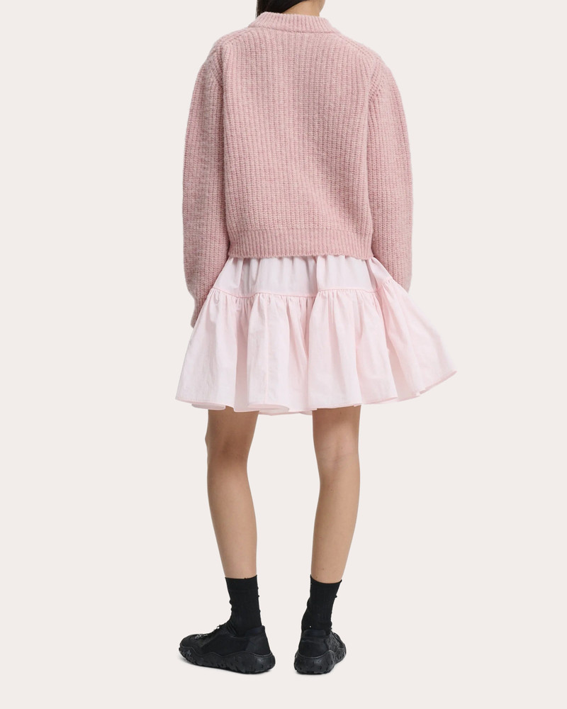 CECILIE BAHNSEN Bega Floral Appliqué Wool Mock Neck Sweater outlook