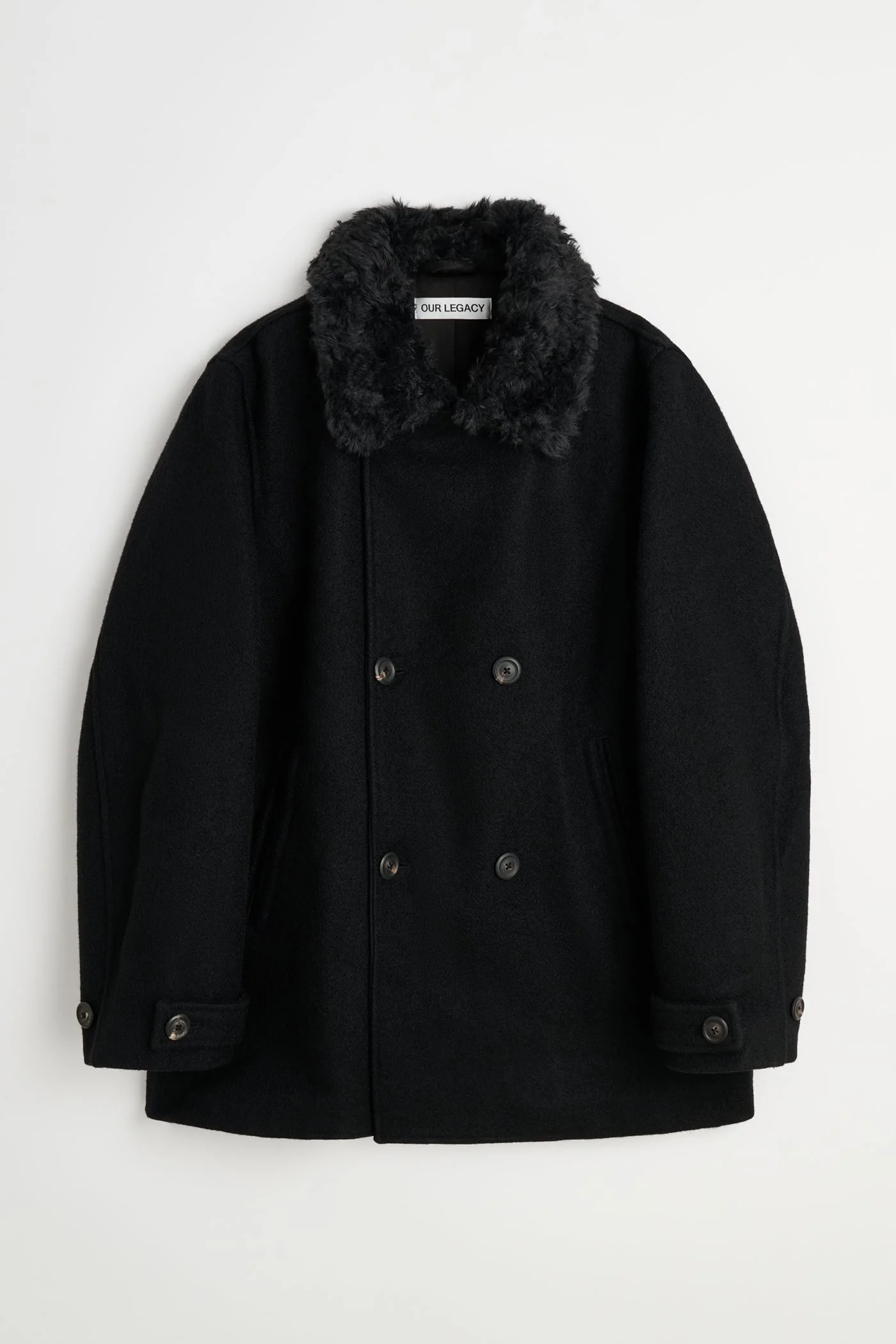 Wage Peacoat Black Stamped Wool - 1