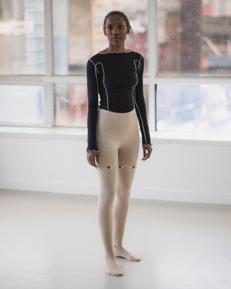 Button Tights - Linen Cotton Rib 10