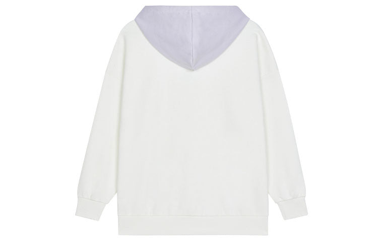 (WMNS) New Balance Logo Fleece Hoodie 'White Lilac' AWT13346-AS8 - 2