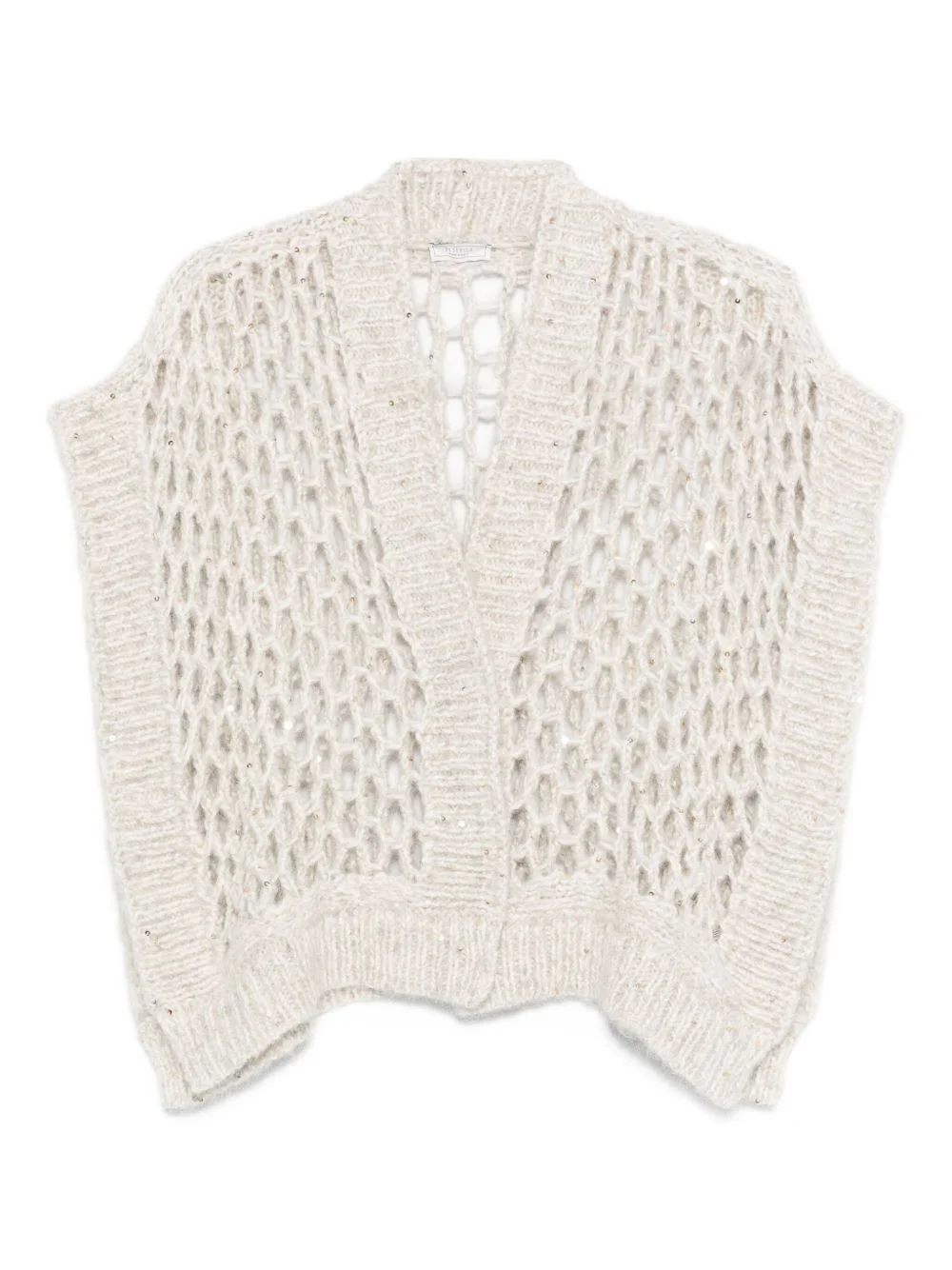sequin-embellished open-knit cardigan - 1