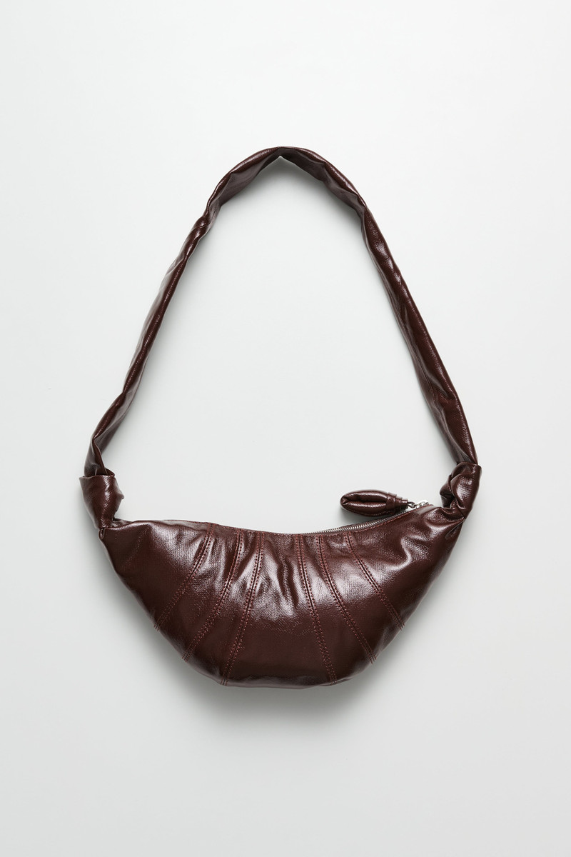 Lemaire LEMAIRE SMALL CROISSANT BAG COATED CHOCOLATE FONDANT outlook