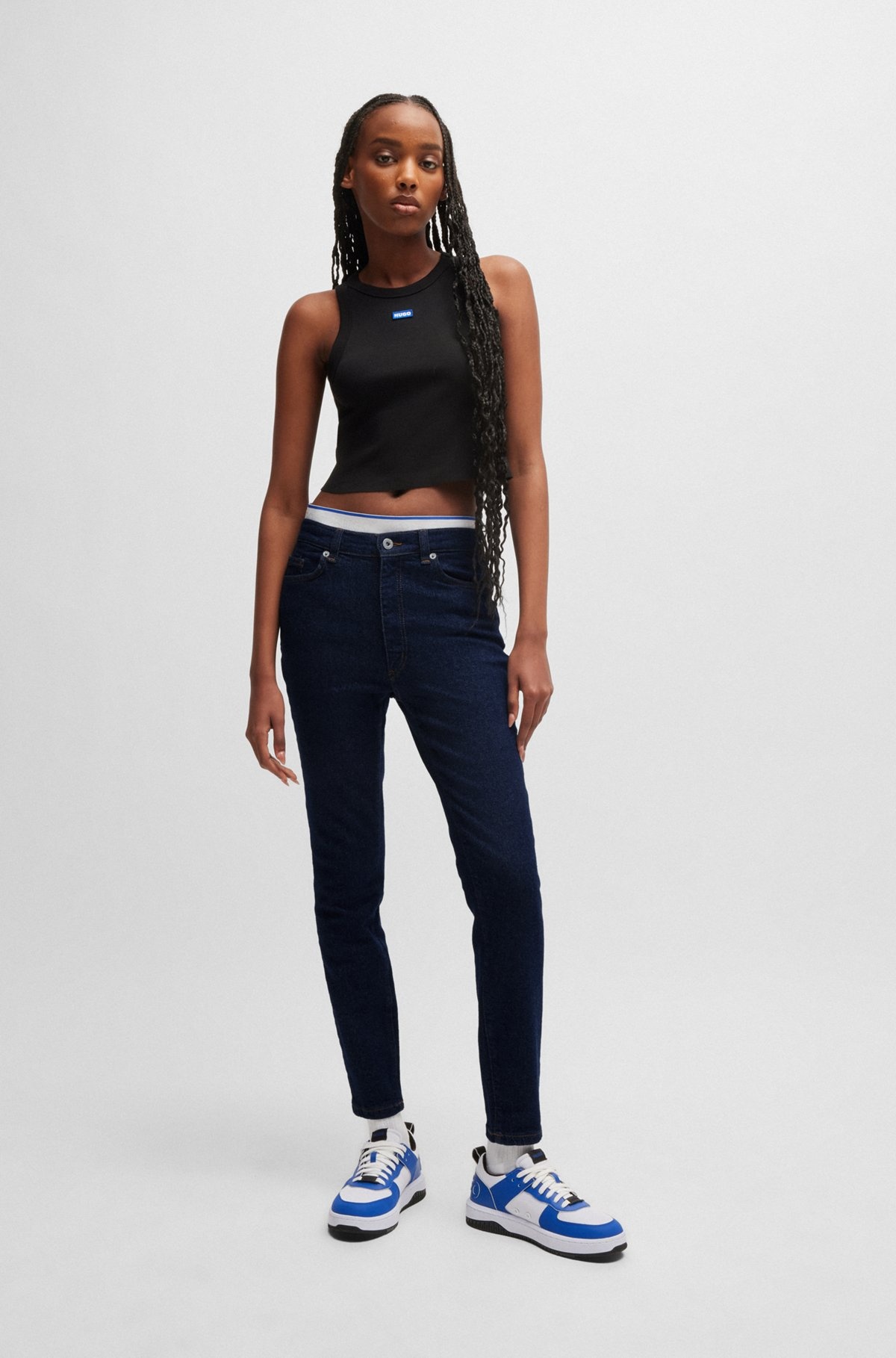 SKINNY-FIT JEANS IN DARK-BLUE STRETCH DENIM - 3