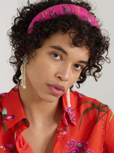 Erdem Gathered floral-print cotton and silk-blend voile headband outlook