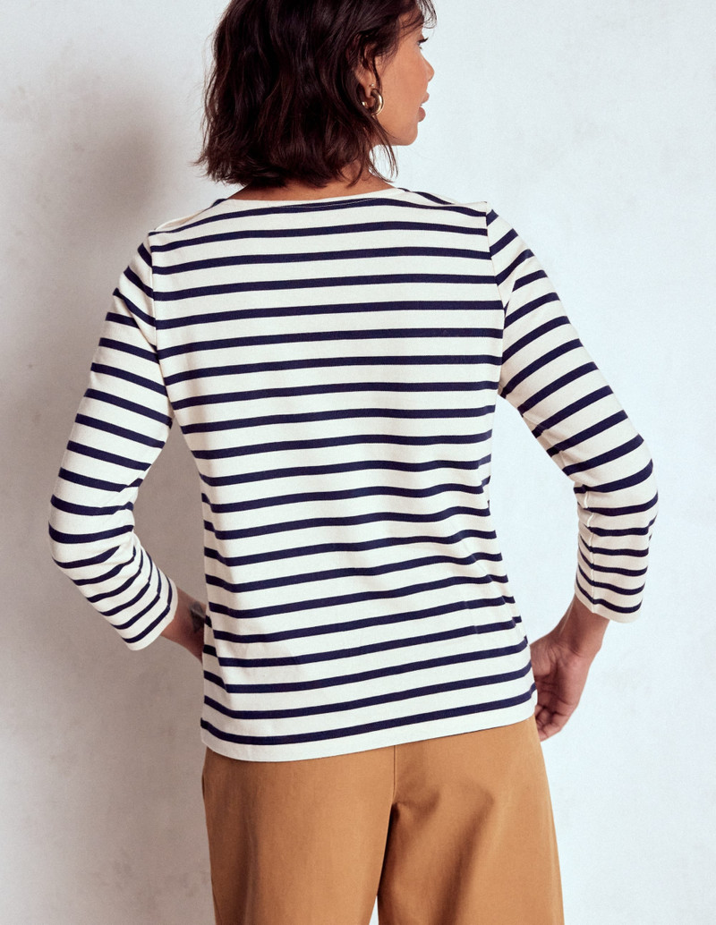 Button Mariner Breton-Ivory and Navy Stripe 4