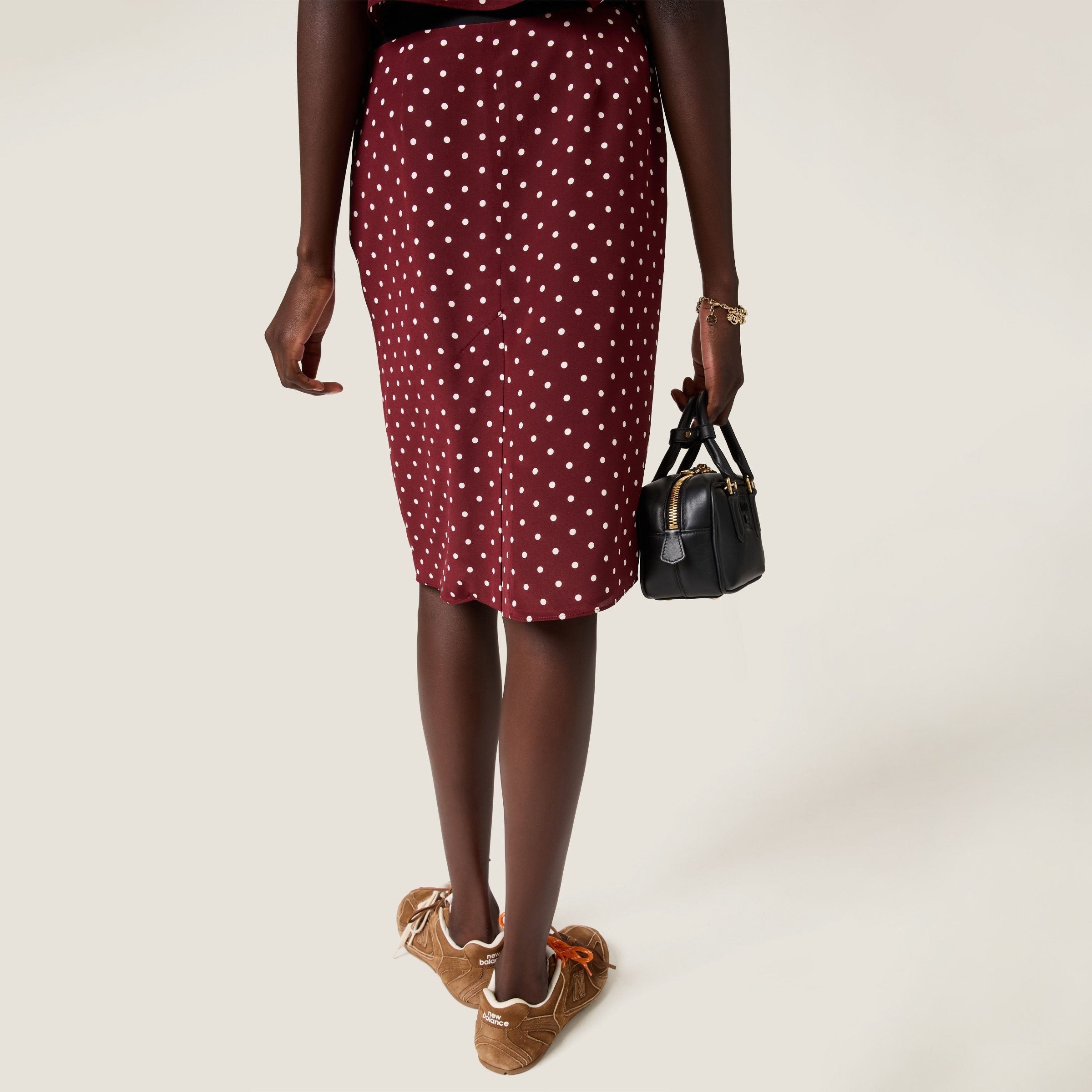 Polka-dot crepe de chine skirt - 5