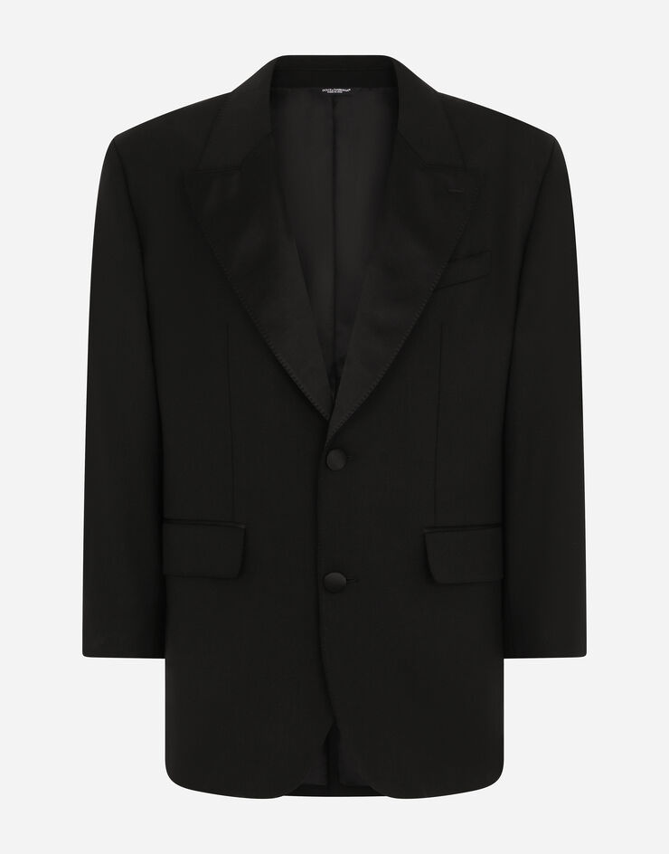 Oversize stretch wool tuxedo jacket - 1