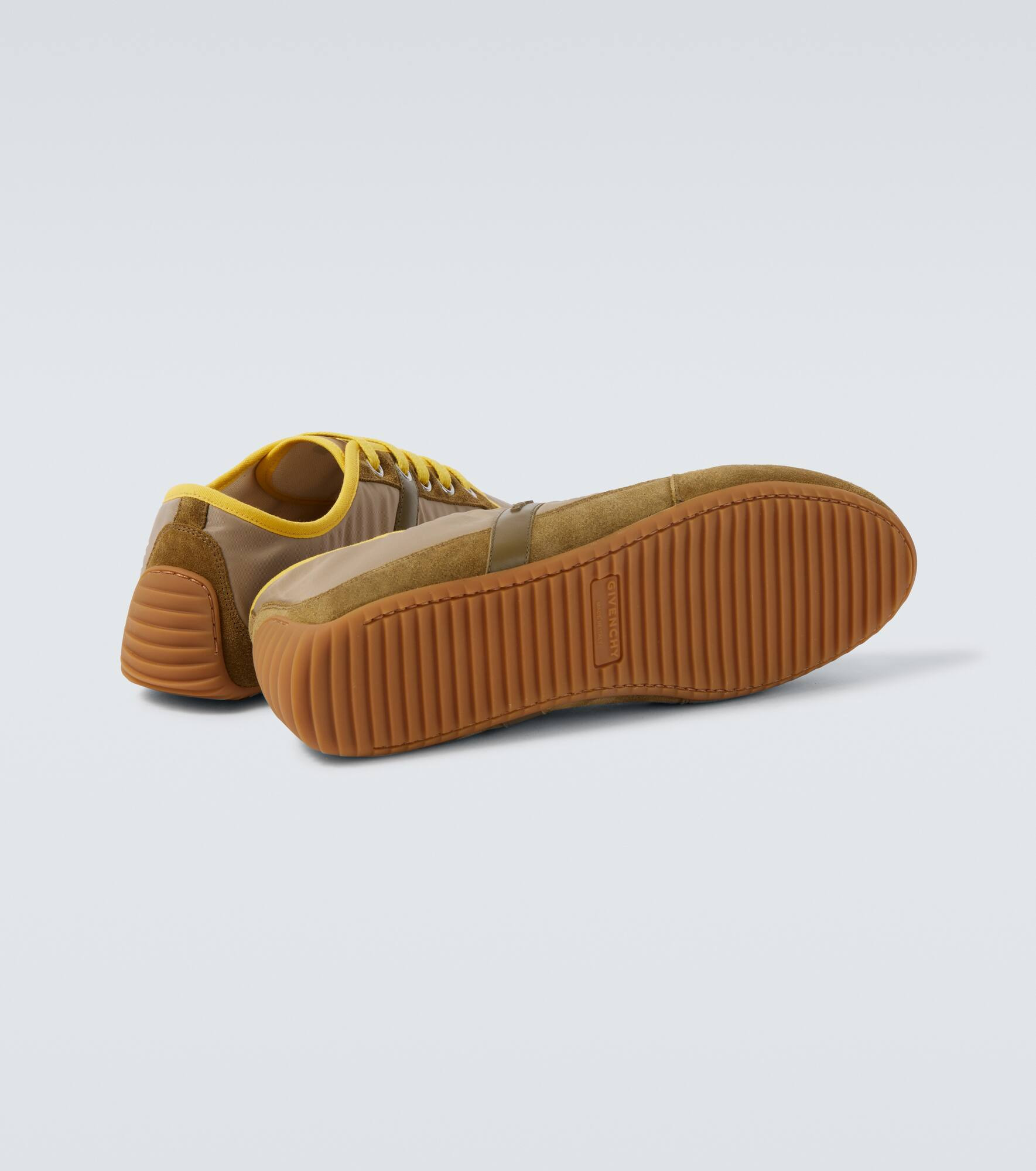 Slim suede-trimmed sneakers - 7