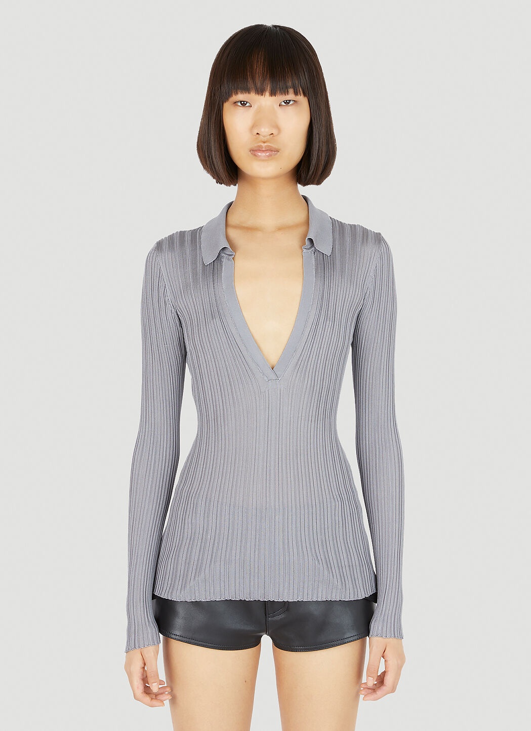 Silk Knit Polo Top - 1