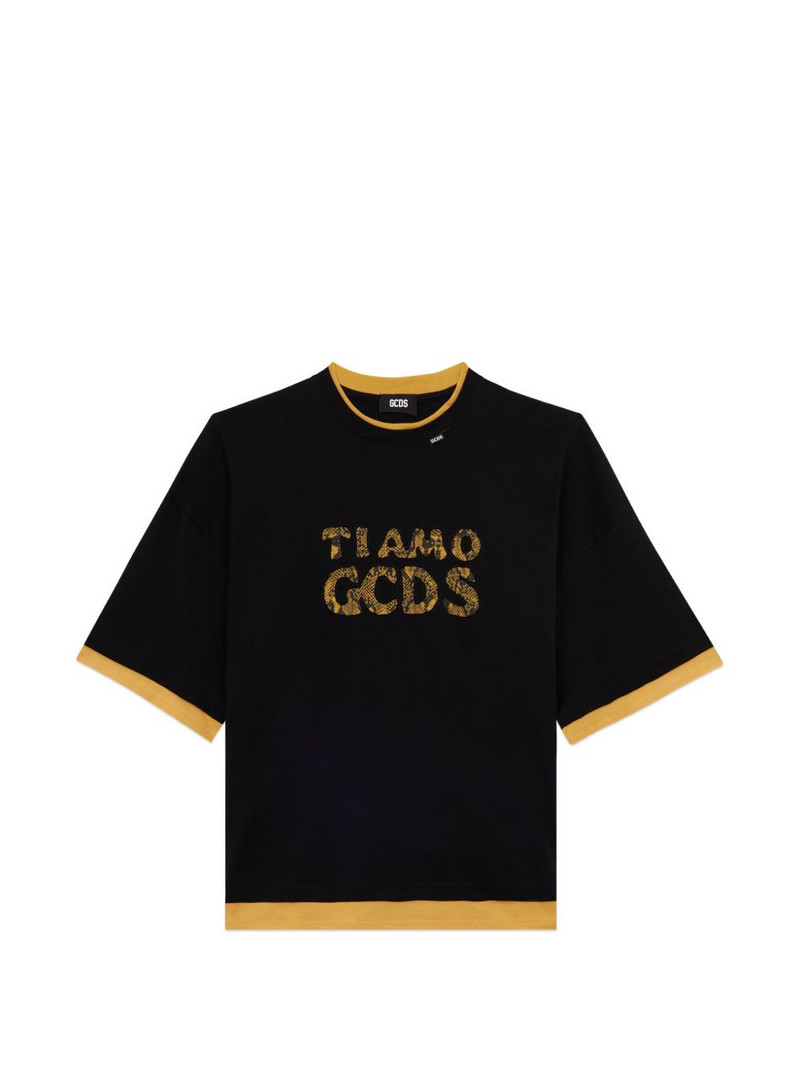 short-sleeve logo-lettering T-shirt 1