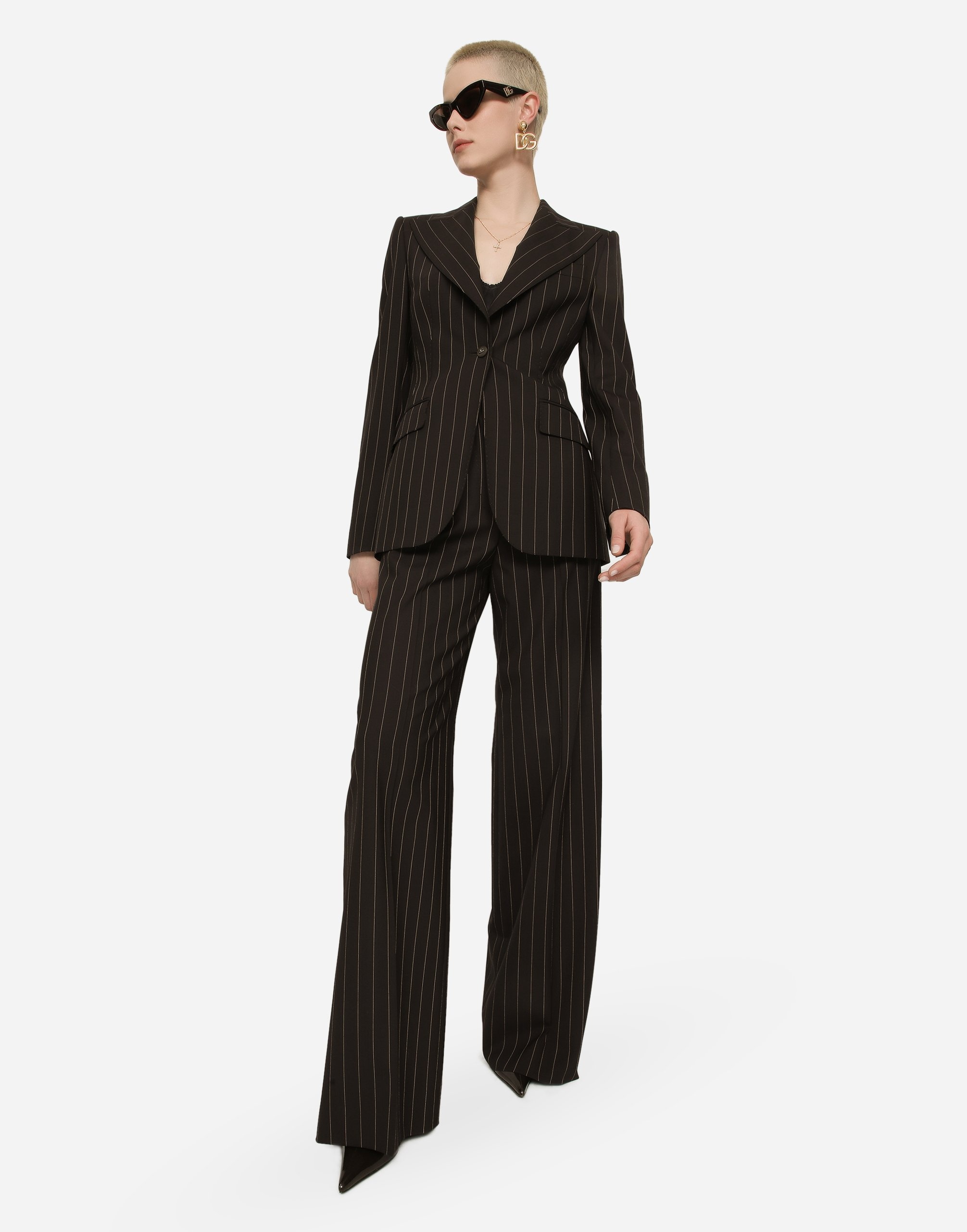 Single-breasted pinstripe wool Turlington jacket - 2