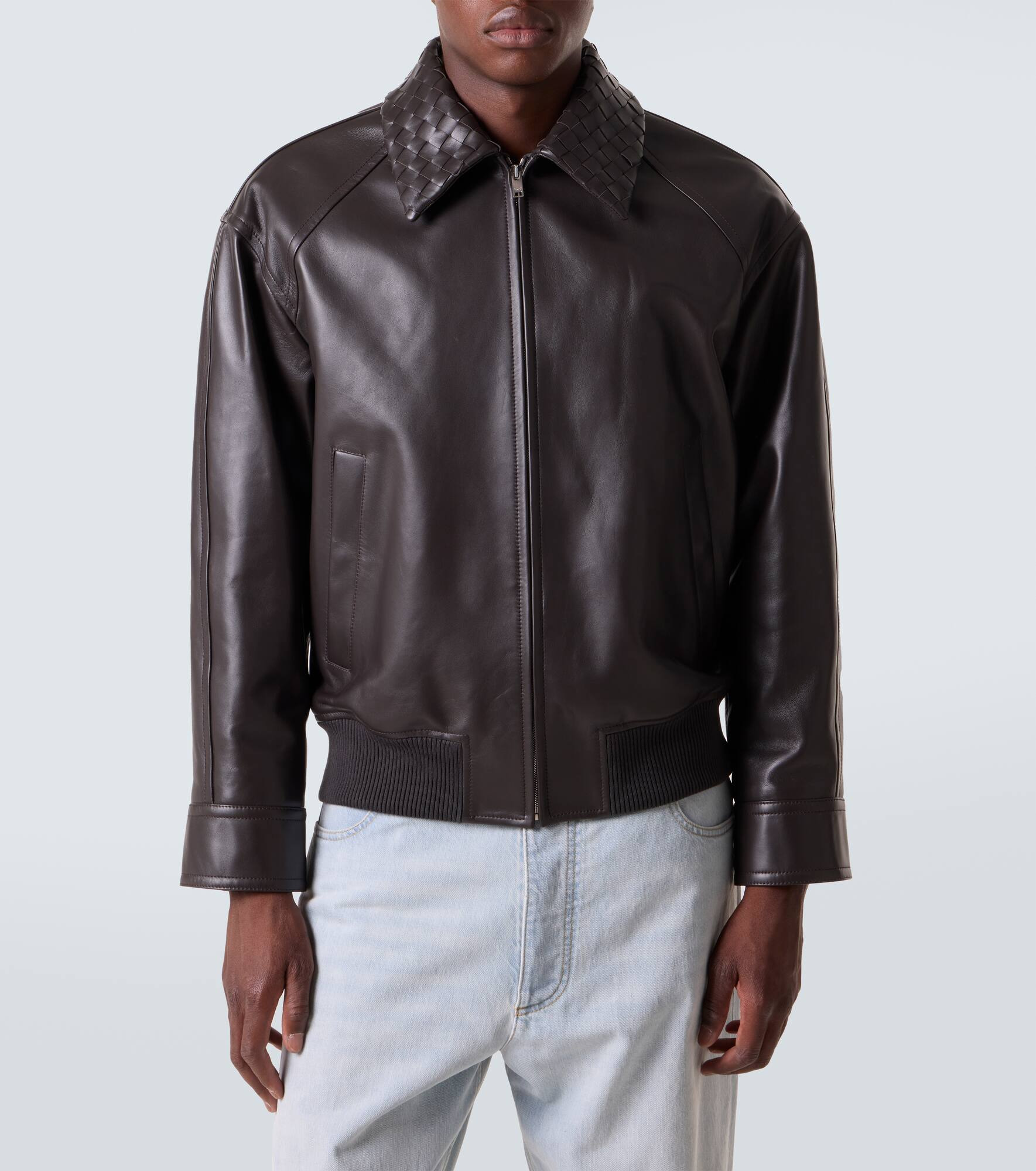Intreccio leather jacket - 3