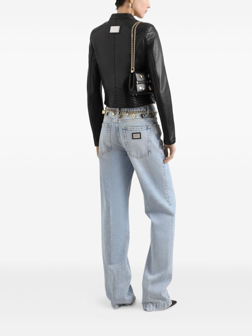 biker-style leather jacket - 3