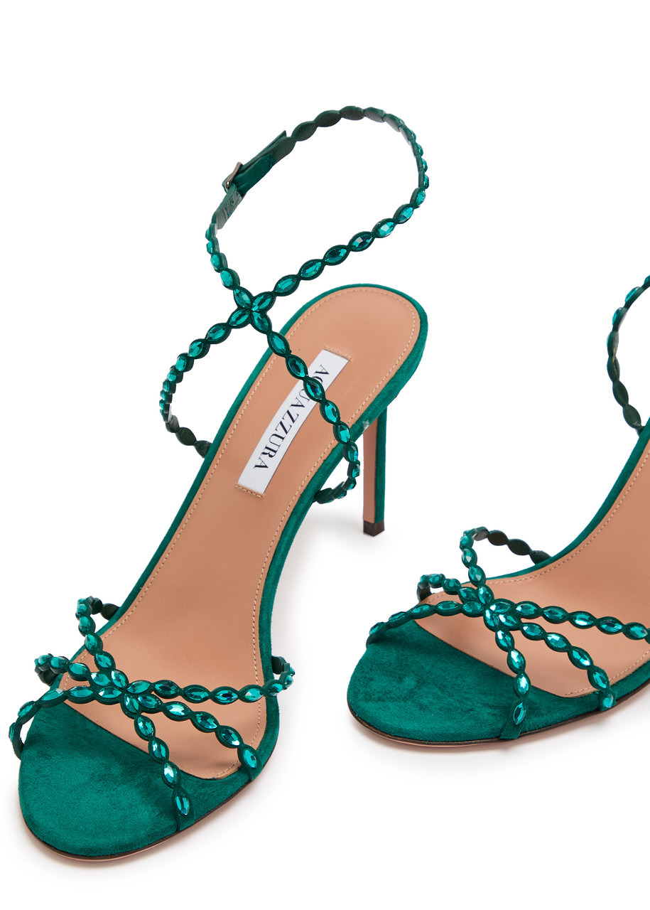 Aquazzura Love Struck 85 Embellished Suede Sandals - 3