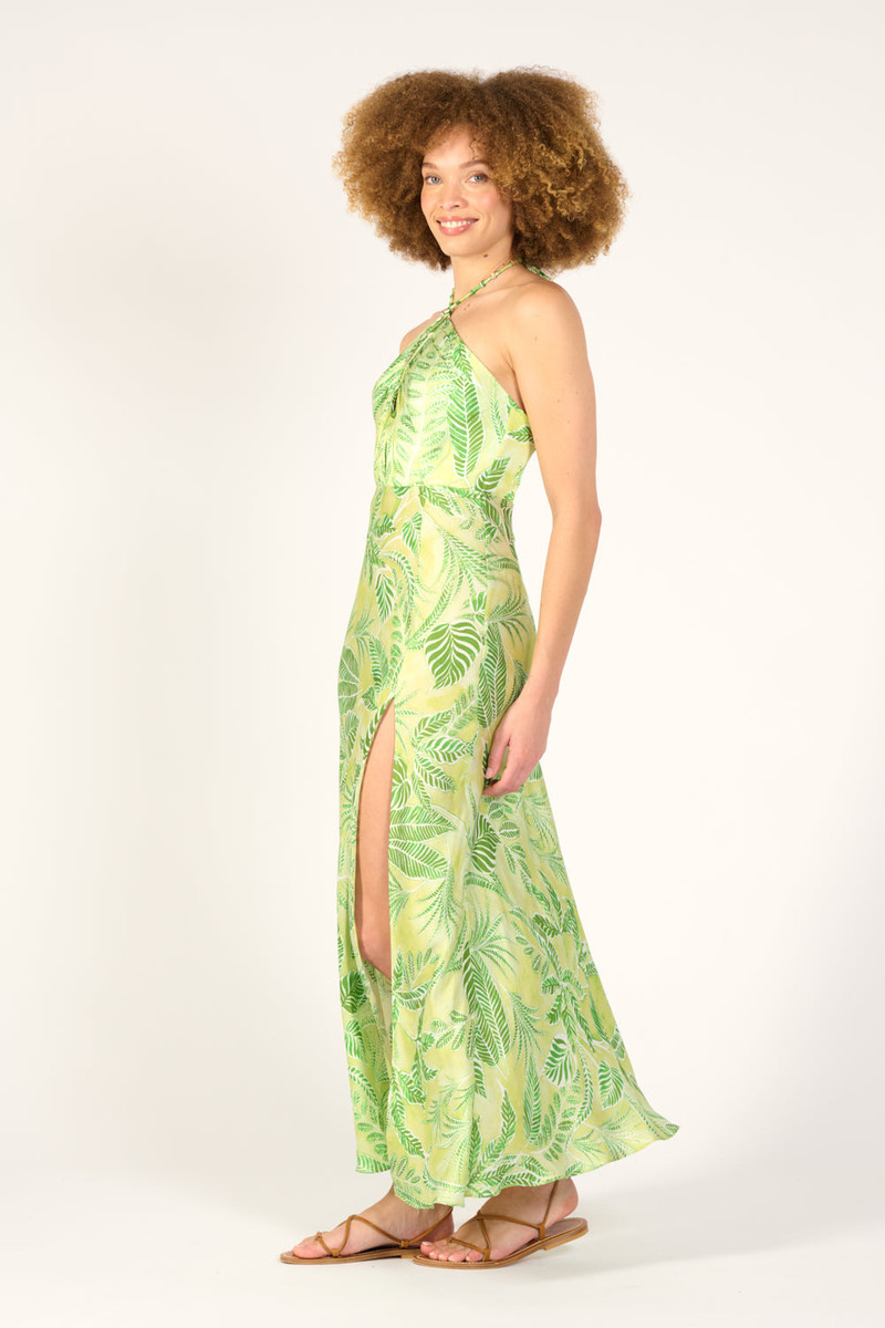 Long Dress Stella - Green Calathea 3