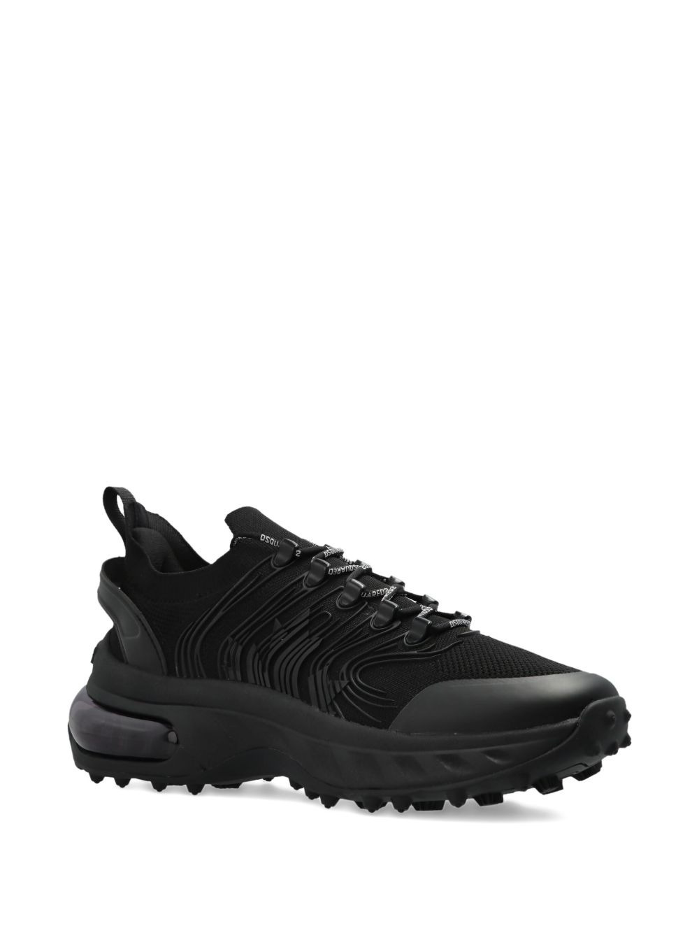 textured lace-up sneakers - 2
