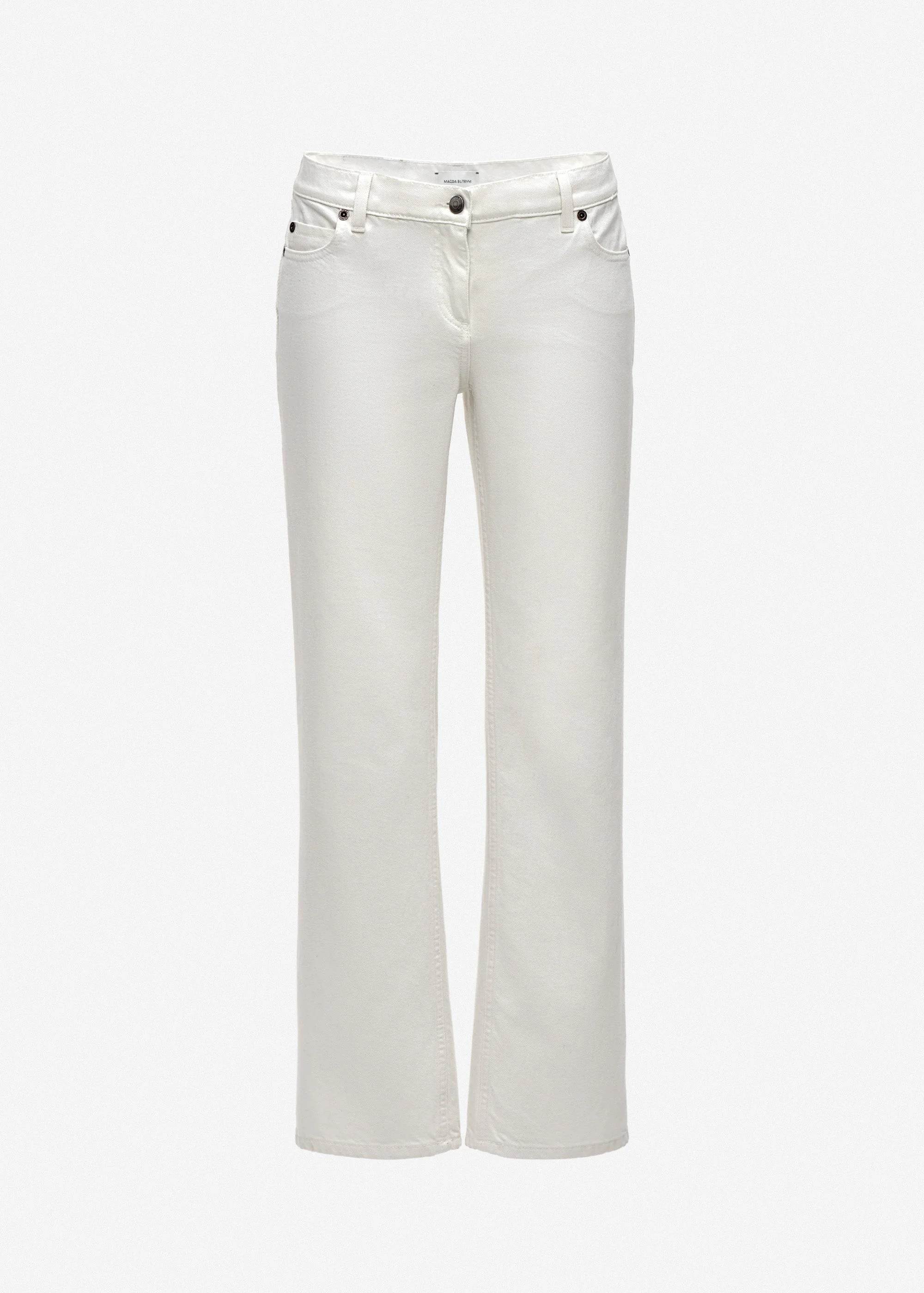 Cropped straight-leg jeans in cream - 1