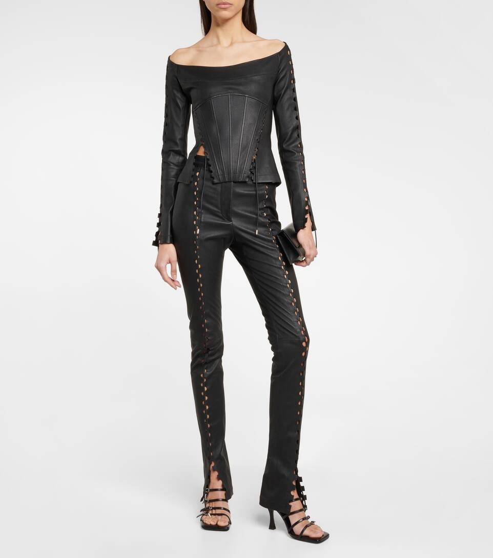 Hinge-seam leather pants - 2